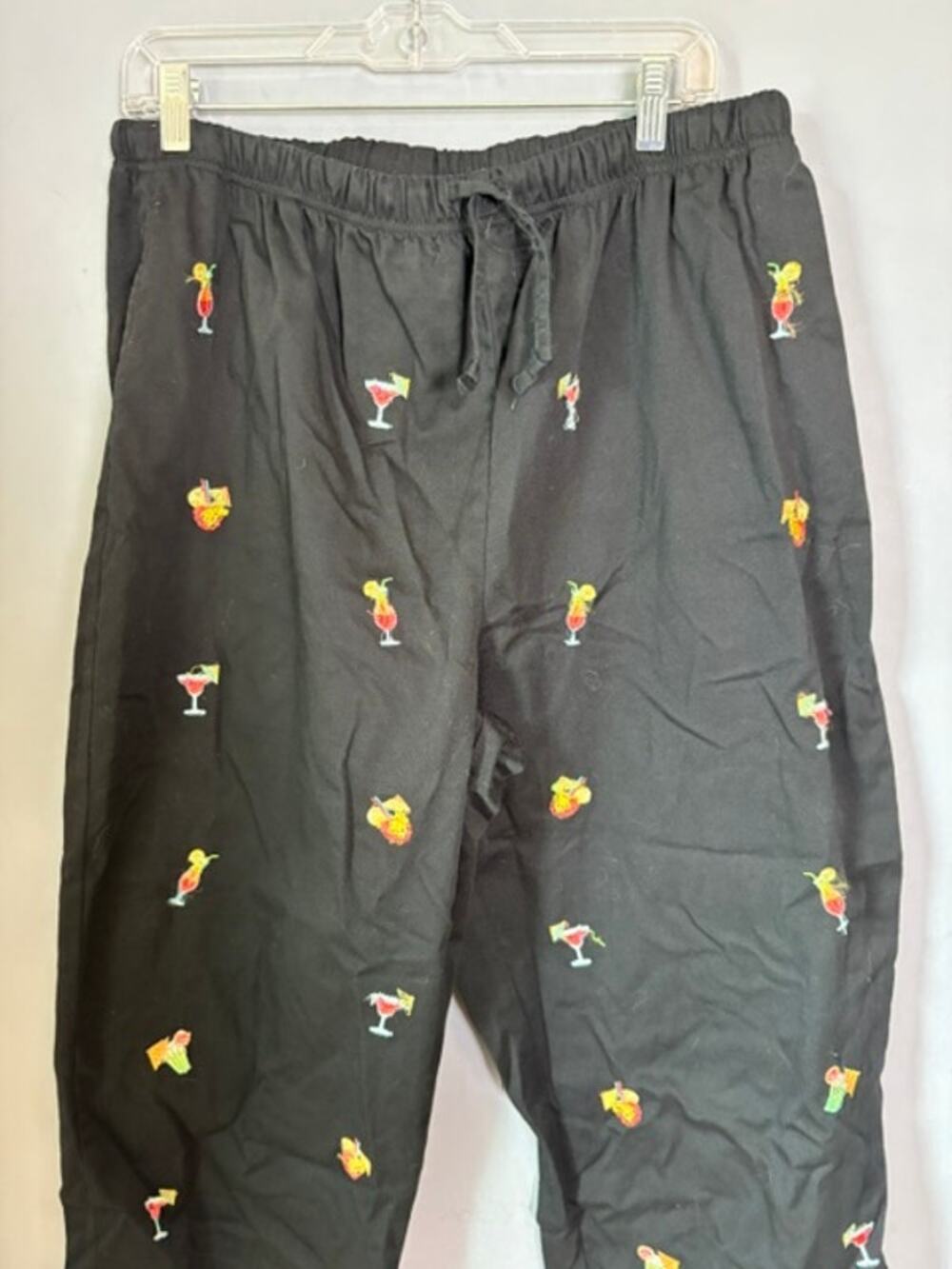 Breckenridge Womens Black Embroidered Capri Pants Size 16W Drawstring
